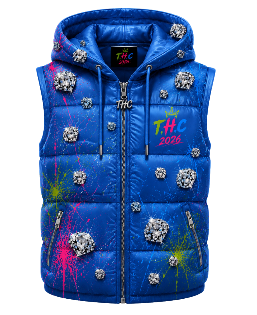 T.H.C 2026 “Diamond Edition” Detachable Hooded Puffer Vest (Blue)💎🔥