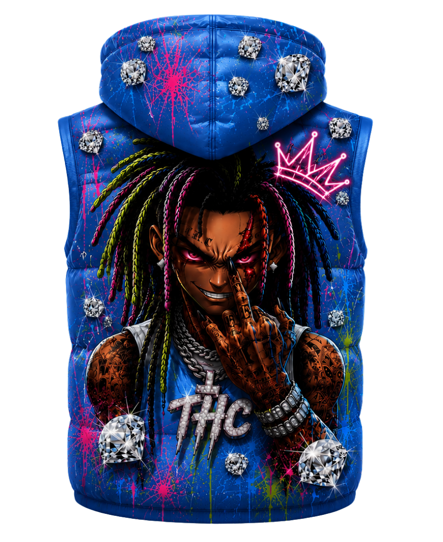 T.H.C 2026 “Diamond Edition” Detachable Hooded Puffer Vest (Blue)💎🔥