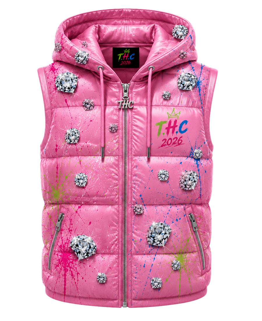 T.H.C 2026 “Diamond Edition” Detachable Hooded Puffer Vest (Pink)💎🔥
