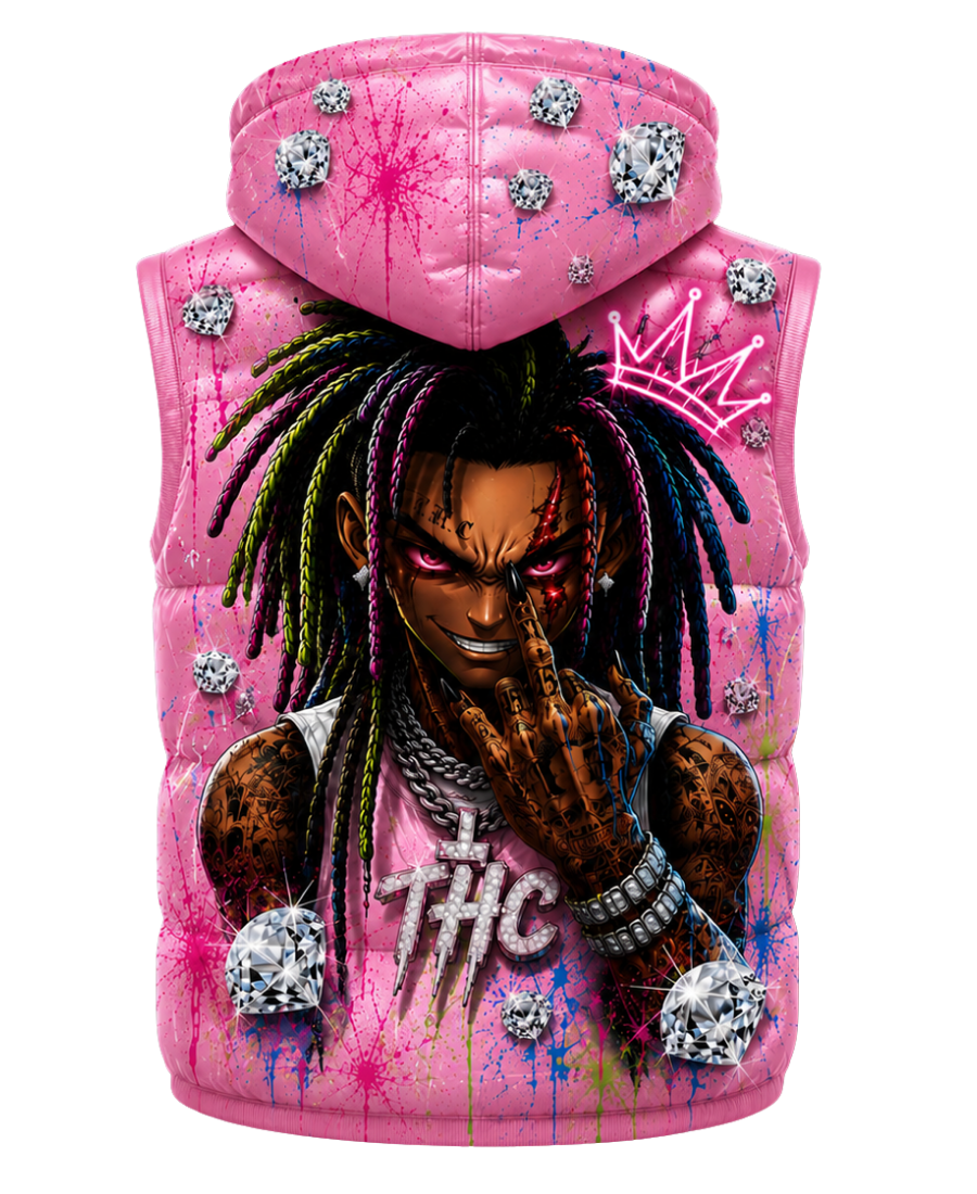 T.H.C 2026 “Diamond Edition” Detachable Hooded Puffer Vest (Pink)💎🔥