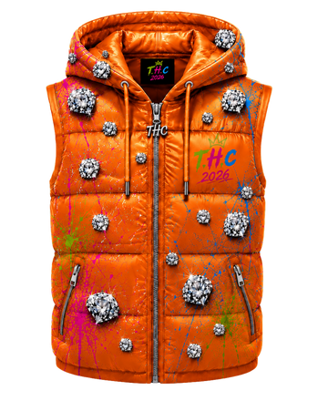 T.H.C 2026 “Diamond Edition” Detachable Hooded Puffer Vest (Orange)💎🔥