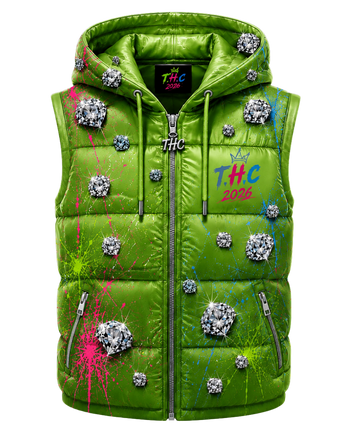 T.H.C 2026 “Diamond Edition” Detachable Hooded Puffer Vest (Lime Green)💎🔥