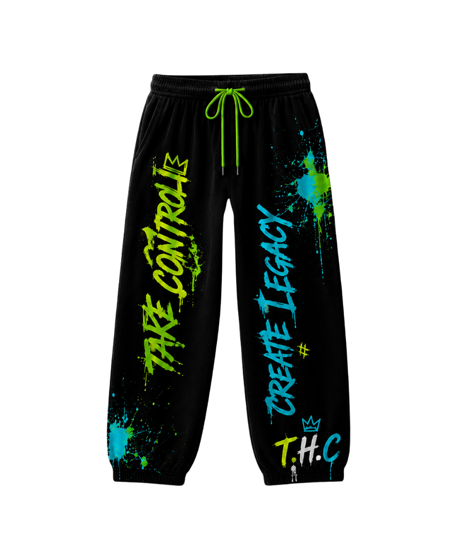 T.H.C Legacy Graffiti Sweatpants - Green Blue