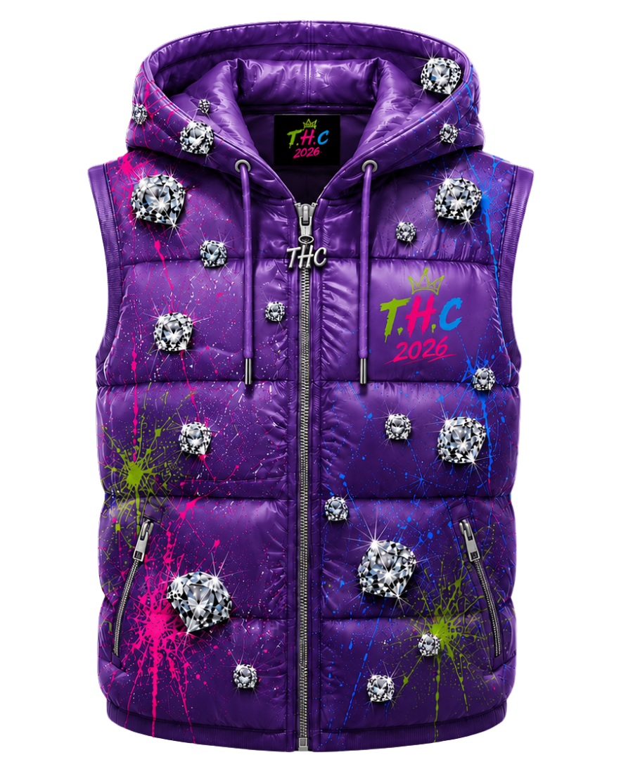 T.H.C 2026 “Diamond Edition” Detachable Hooded Puffer Vest (Purple)💎🔥
