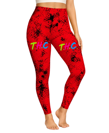 Teal Storm Leggings (Hot Red)