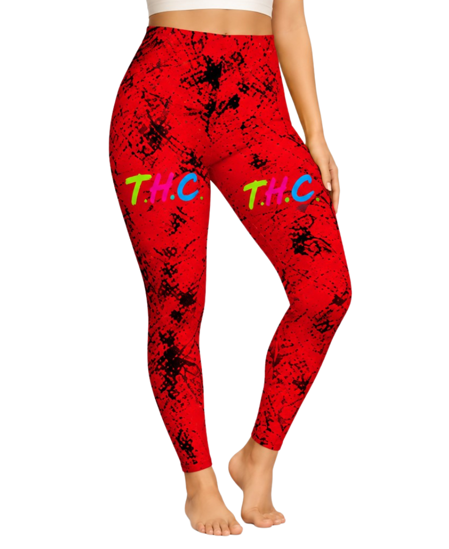 Teal Storm Leggings (Hot Red)