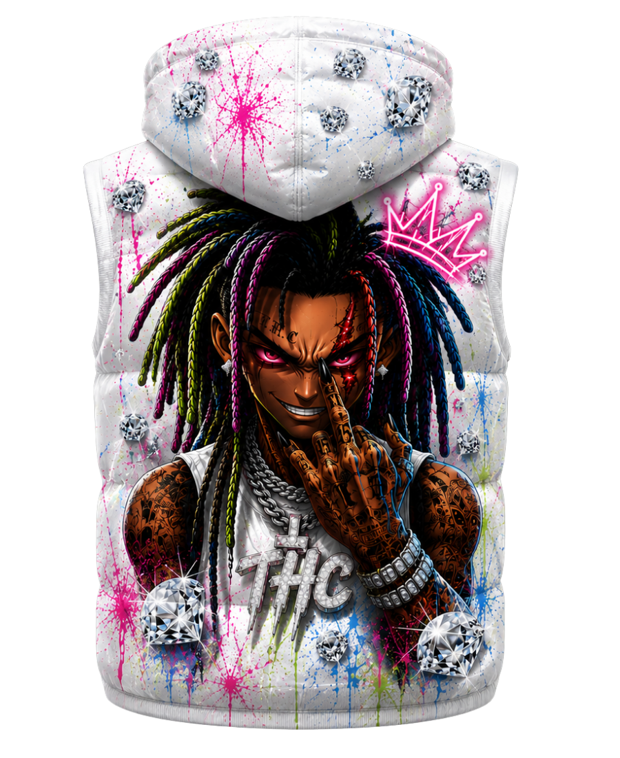 T.H.C 2026 “Diamond Edition” Detachable Hooded Puffer Vest (Bright White)💎🔥
