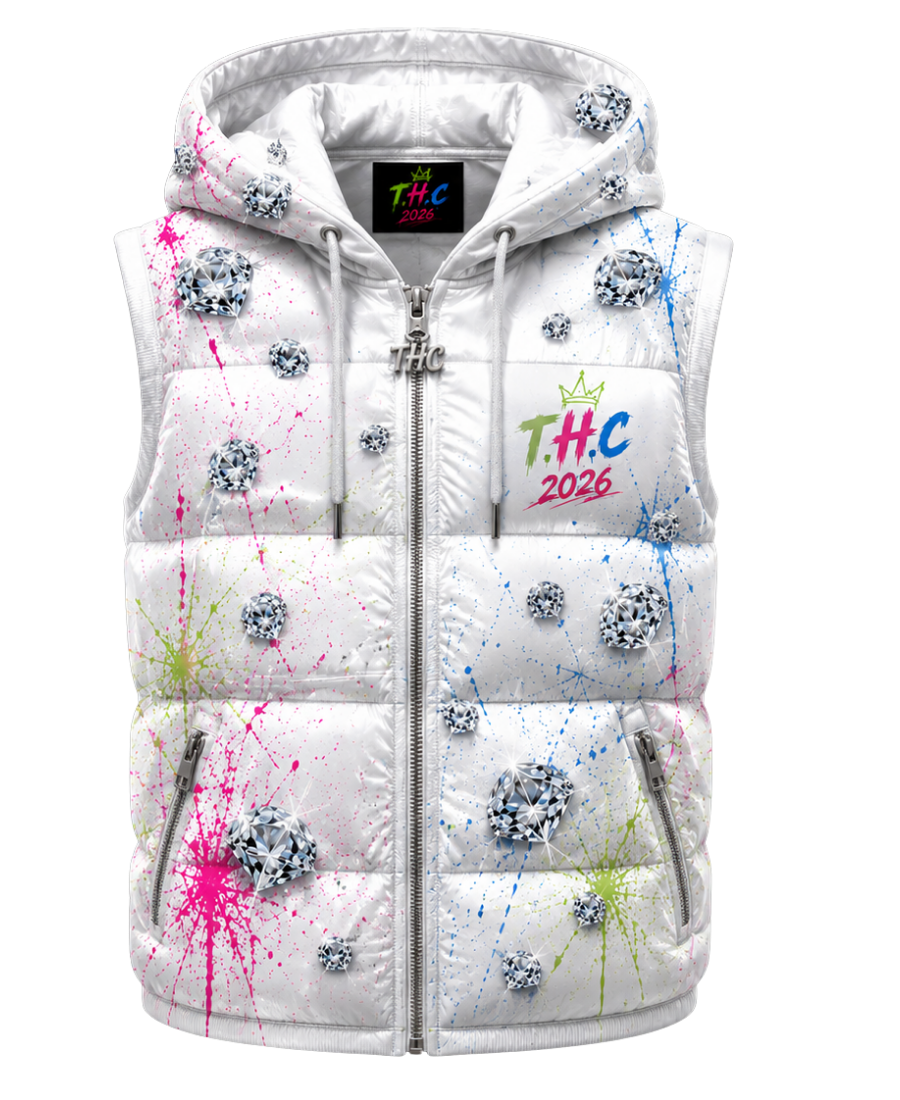T.H.C 2026 “Diamond Edition” Detachable Hooded Puffer Vest (Bright White)💎🔥