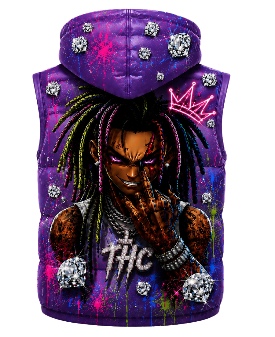 T.H.C 2026 “Diamond Edition” Detachable Hooded Puffer Vest (Purple)💎🔥