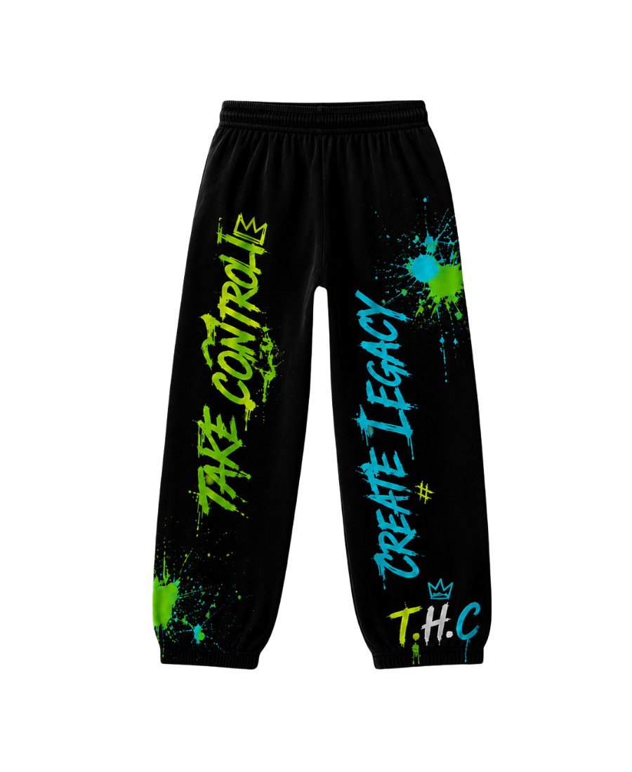 T.H.C Legacy Graffiti Sweatpants - Green Blue