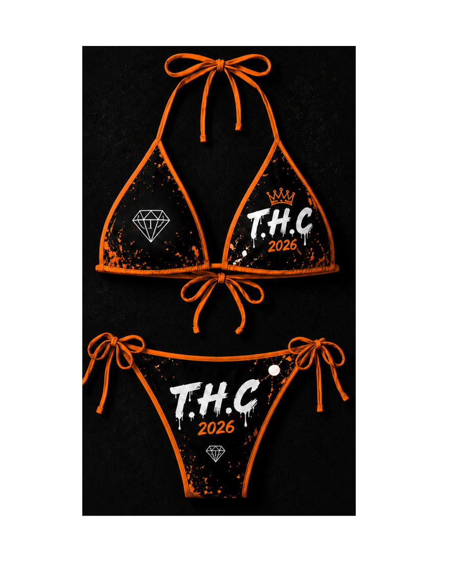 🟠 T.H.C “Orange Flame Diamond” Luxury Bikini Set – Limited Edition 2026 💎