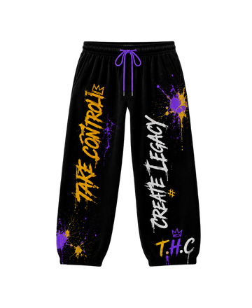 T.H.C Legacy Graffiti Sweatpants - Purple Gold