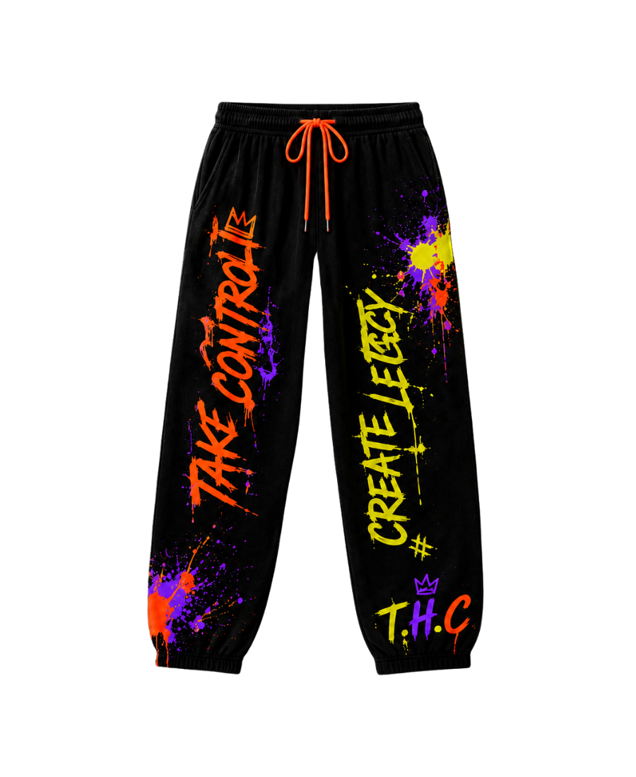 T.H.C Legacy Graffiti Sweatpants - Neon Orange