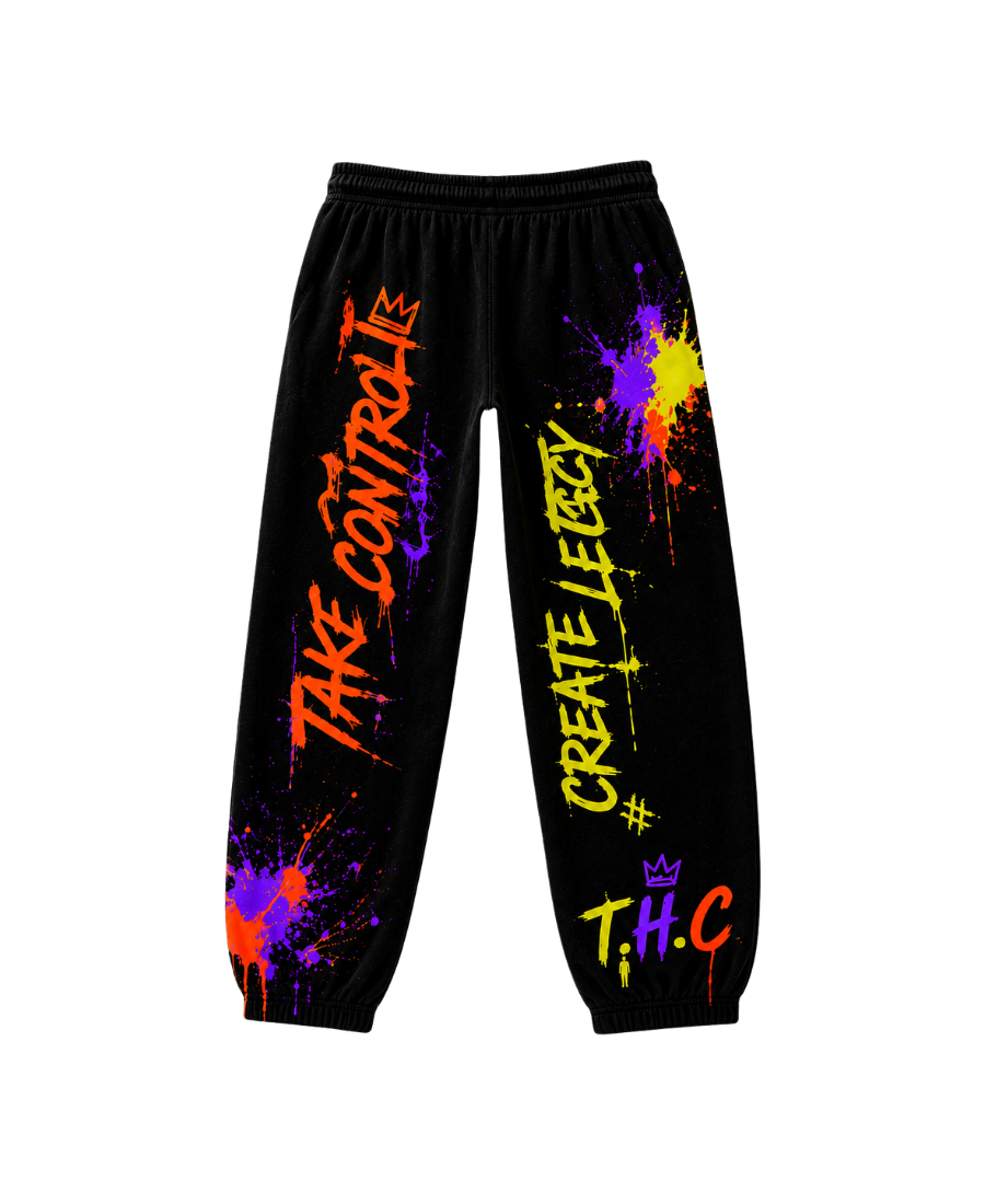 T.H.C Legacy Graffiti Sweatpants - Neon Orange