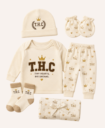 👑 T.H.C Tiny Legacy Newborn Essentials 5-Piece Gift Set “Tiny Hearts. Big Dreams.” Collection 🤎✨👑 T.H.C Tiny Legacy Newborn Essentials 5-Piece Gift Set “Tiny Hearts. Big Dreams.” Collection 🤎✨