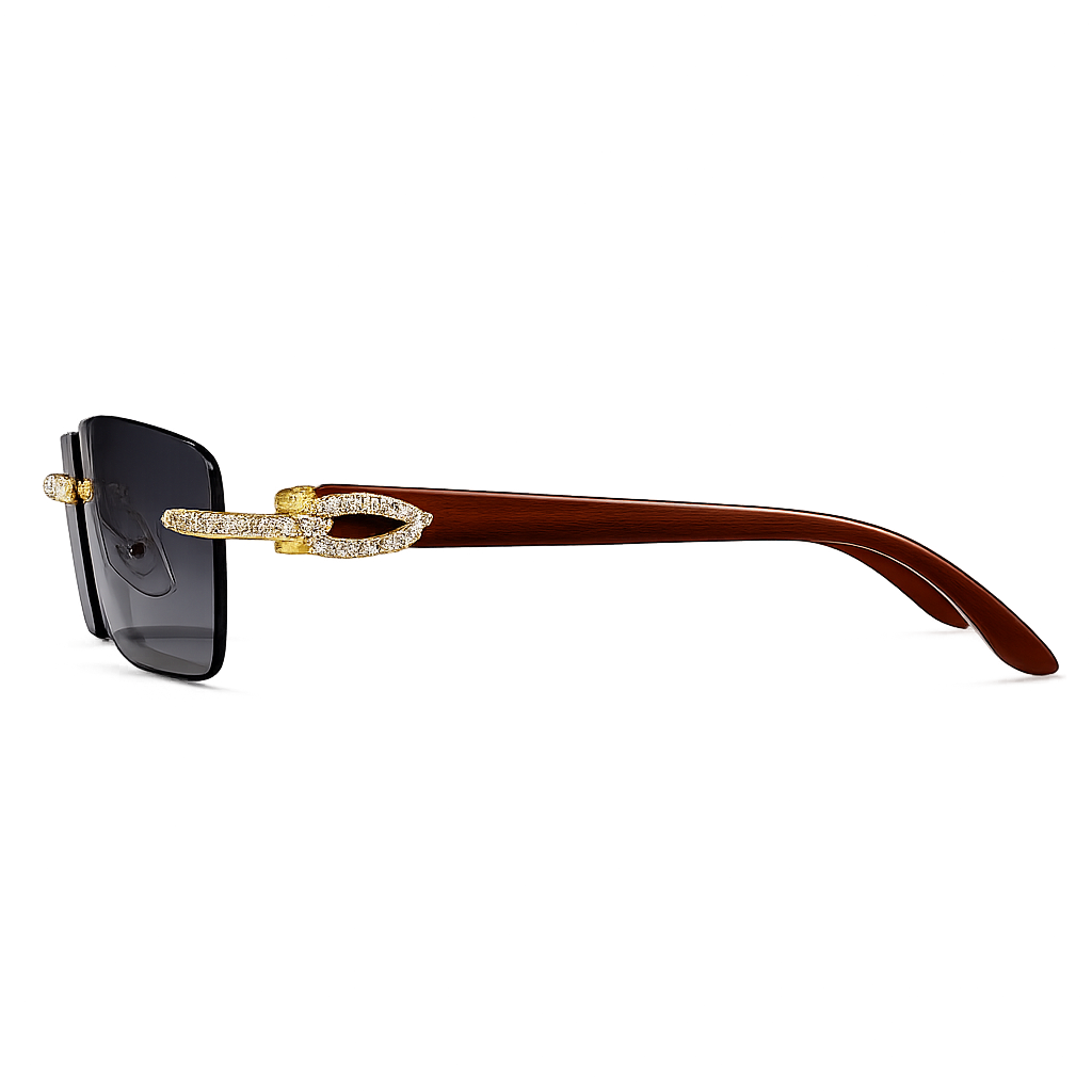 Luxury Rimless Diamond Accent Sunglasses | UV400 Designer Shades | T.H.C