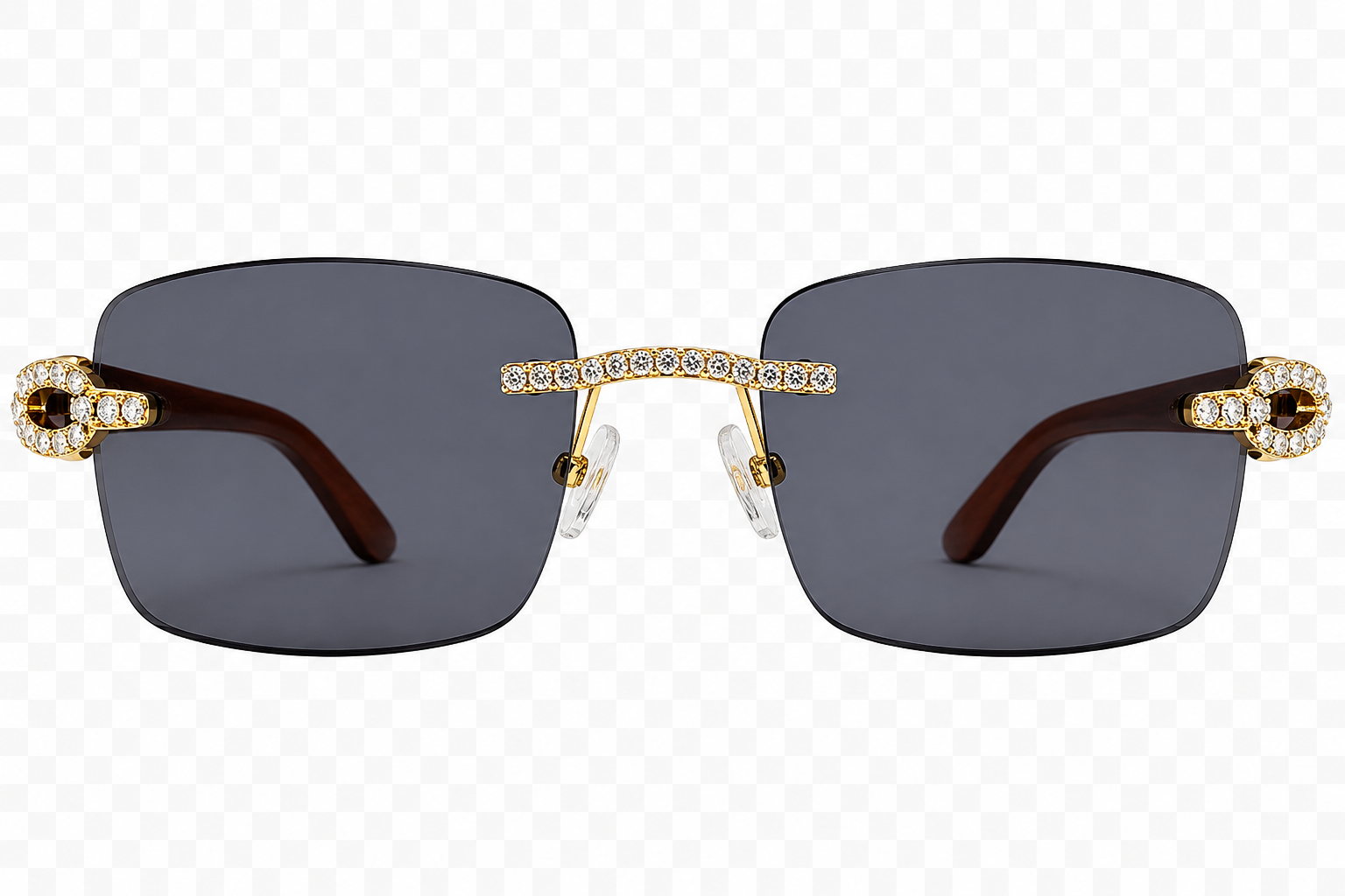 Luxury Rimless Diamond Accent Sunglasses | UV400 Designer Shades | T.H.C