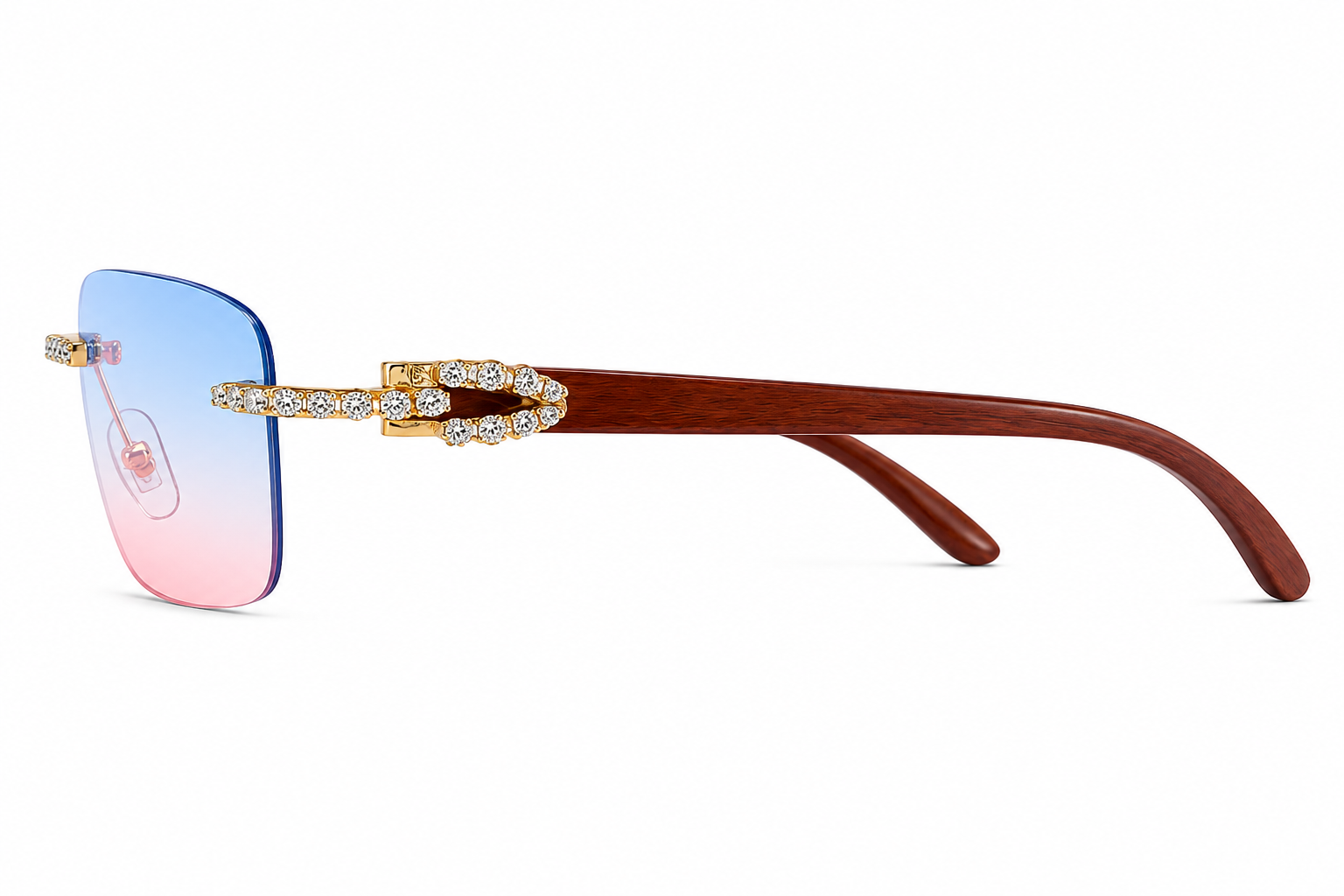 Blue & Pink Gradient Diamond Accent Sunglasses – UV400 Designer Shades